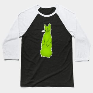 Green Cat Standing Up Baseball T-Shirt